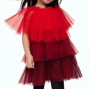 Festive red burgundy Christmas ruffle dress HM 6 7 y